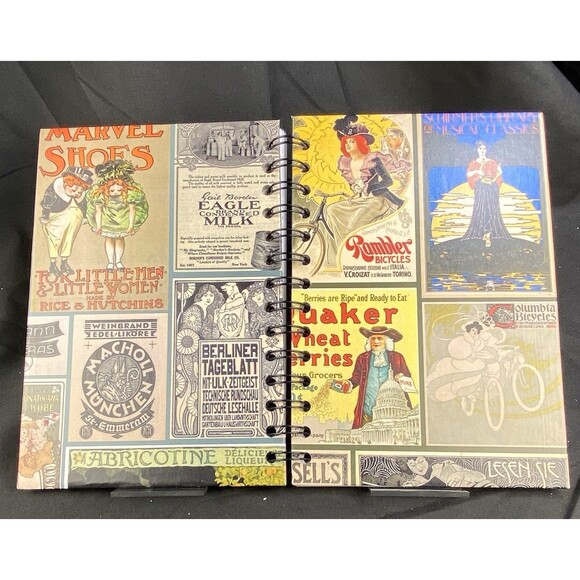 Journal Unique Vintage Ads Design Handmade Upcycle Spiral Notebook Retro - Picture 6 of 7